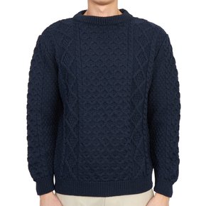 글로버올 MK5090 ARAN NAVY  울 니트 레귤러핏