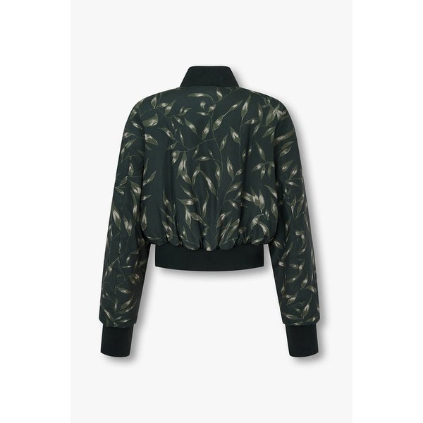 여성 리프 프린트 리버시블 패딩 봄버 자켓 A525314510000