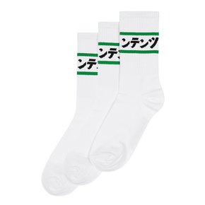 [3PACK] green line socks (white)