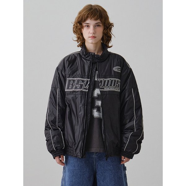 레이서 파이핑 패딩 자켓 블랙 BODJP422MBK