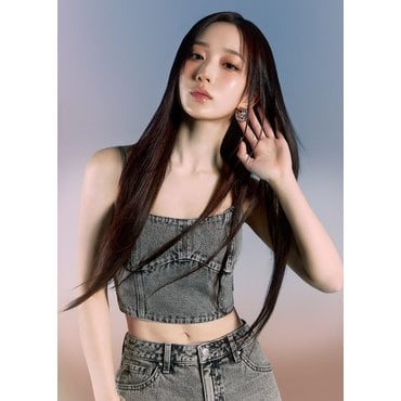 게스 YP2D5254  [NMIXX] 그레이 블리치드 뷔스티에