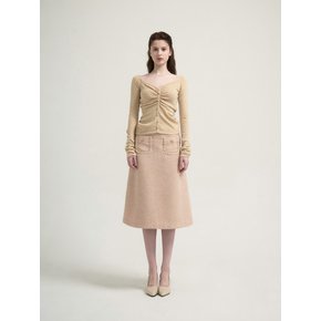 Zemma tweed midi skirt [Beige]