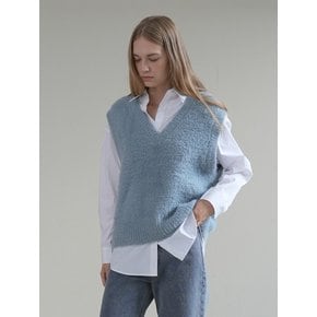 HAIRY KNIT VEST / BLUE