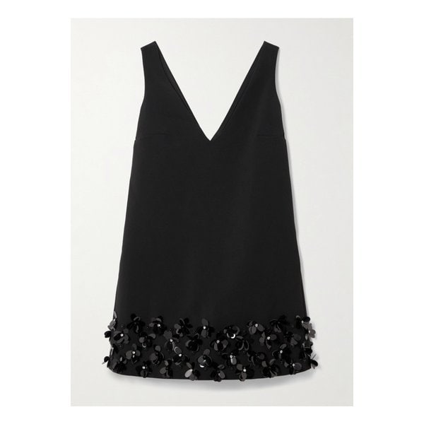 장식 새틴 크레이프 미니 드레스 블랙 46376663162915001