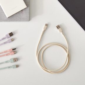 66W 고속 충전 꼬임 방지 고탄성 실리콘 케이블 1M USB-C 오가닉 베이지