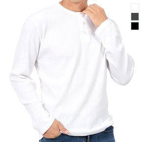 남녀공용 베이직 골지 헨리넥 스판 티셔츠 Model No_OC194