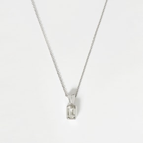 emerald cut natural white topaz pendant necklace