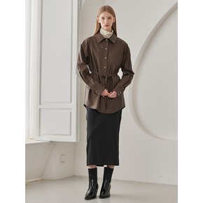 Belted Leather Shirts - Brown