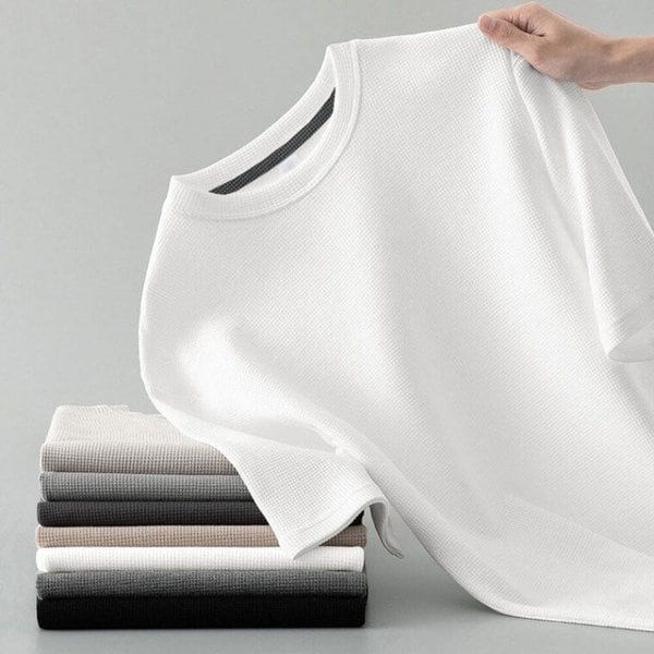 여름 남자 와플 캐주얼 무지 심플 반팔 티셔츠 OC-TSH-SWFIDQ8V