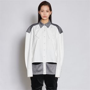 [쿠만] Two tone cut out deconstructed shirt