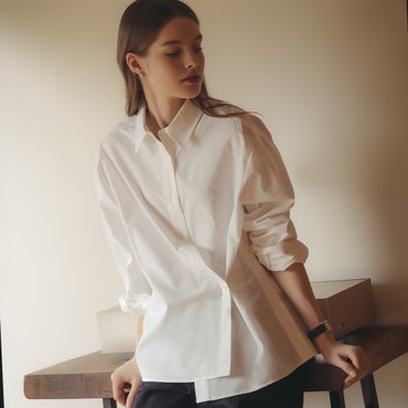 틸아이다이 Side button slit wrap shirt_Ivory