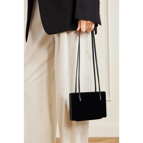 가죽 트리밍 벨벳 숄더백 블랙 46376663162980138