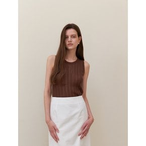 TENCEL SLEEVELESS KNIT TOP_BROWN