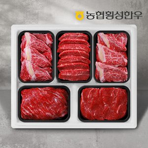 농협횡성한우 [냉동][농협횡성한우] 1등급 명품정육세트 7호 2.5kg (등심2팩+특수부위1팩+국거리1팩+장조림1팩) /팩당500g (특수부위:치마,부채,업진,차돌박이,아롱사태)