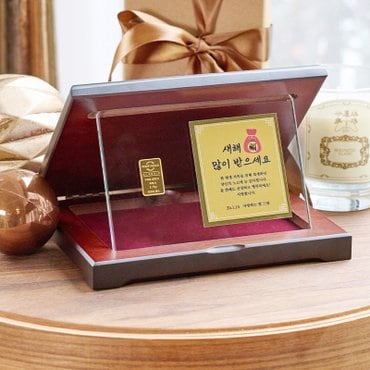 뽀르띠 순금 24K 0.5g 을사년 신년 클래식 골드바 크리스탈 플레이트 상패 GTX018