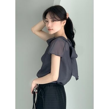 잇미샤 롤 카라 시어 블라우스 (ITP6WBL904)