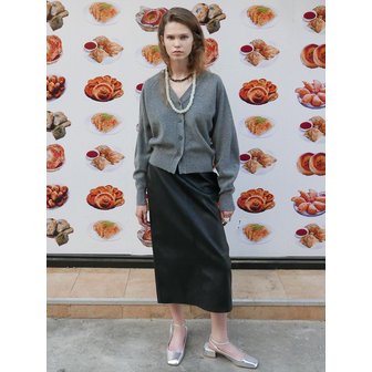 FRONTROW [Day-wool] Eco Leather Slit Skirt