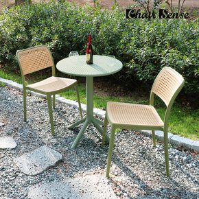카프리 테이블 + 마스터 체어 의자 2인 세트 야외 카페 플라스틱 정원 테라스