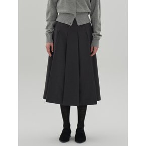 A line pleats skirt_dark gray