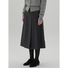 A line pleats skirt_dark gray