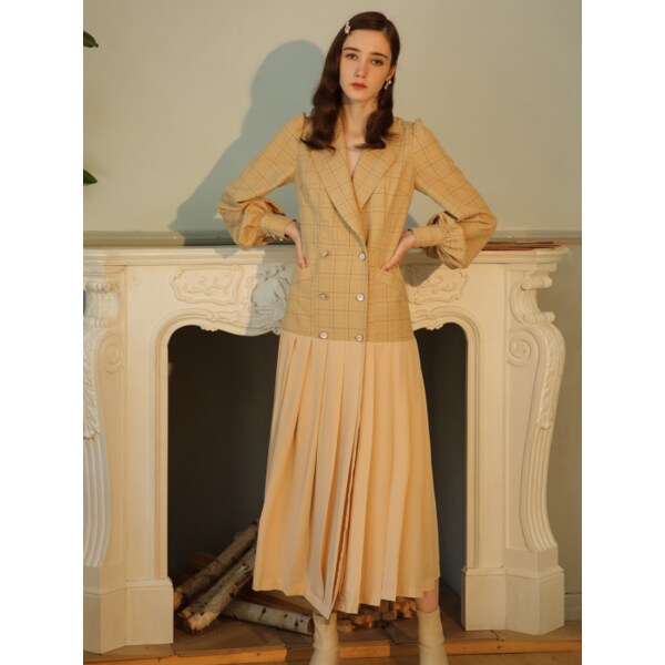 Bubble sleeve light straight dress