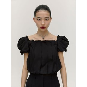 Hand Pleats Blouse [BLACK]