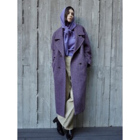 HERRINGBONE WOOL OVERSIZE LONG COAT