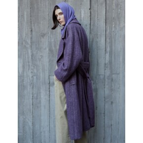 HERRINGBONE WOOL OVERSIZE LONG COAT