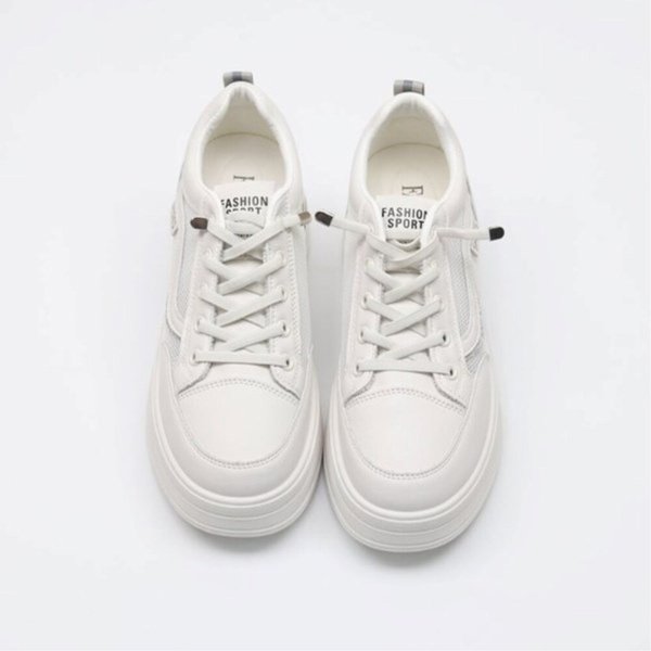 [옷자락] 여성 메쉬 끈조절 운동화 흰색 키높이 스니커즈