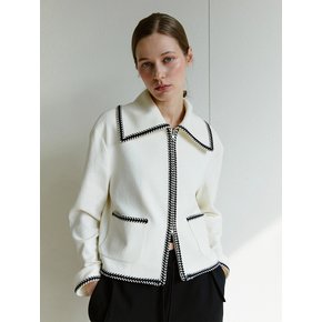 RTS COLLAR CROP ZIPPED JACKET_2COLORS