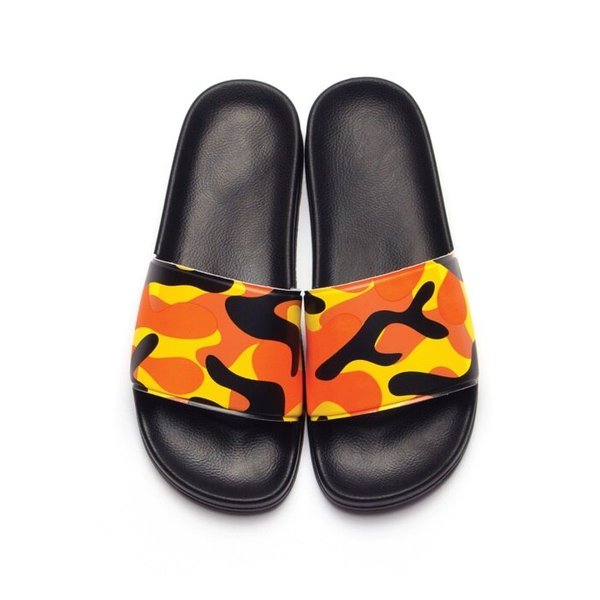 CAMOUFLAGE SLIDE SANDAL - ORANGE