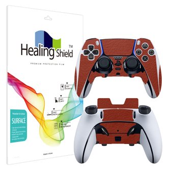 Healing Shield 소니 플레이스테이션5 듀얼센스 엣지 무선 컨트롤러 레더브라운 외부보호필름 세트