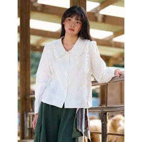 Frill Collar Ruffle-Tuck Blouse (2colors)