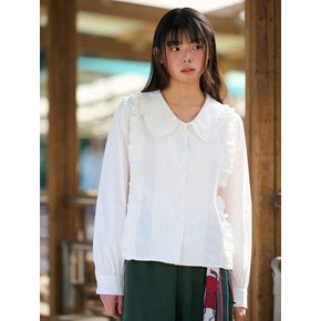 Frill Collar Ruffle-Tuck Blouse (2colors)