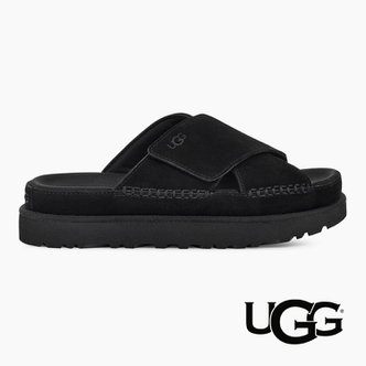 UGG 어그 슬리퍼 골든스타 크로스 슬라이드 블랙 여성 키높이 스웨이드 샌들