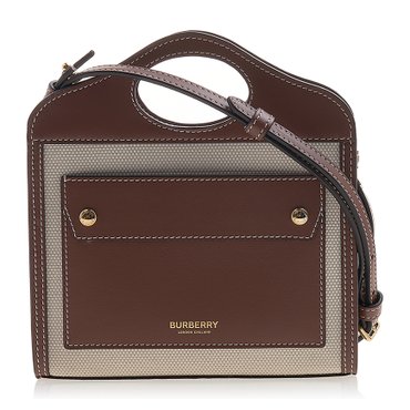 버버리 여성 투톤 캔버스 레더 미니 포켓 백 8052898 LS MICRO POCKET BAG A1395