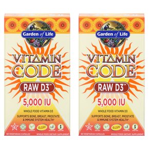 [해외직구]가든오브라이프 비타민코드 비타민D3 5000IU 60캡 2팩/ Garden of Life Vitamin D3 Code RAW