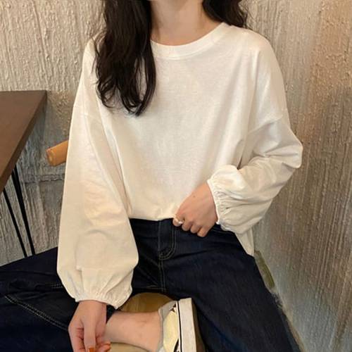 나바바 / NT3224 여성 1 + 1 루즈핏 퍼프소매 라운드넥 티셔츠