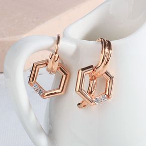 귀걸이 육각 원터치 링 드롭 딸랑이 럭셔리 데일리 여자 친구 선물 무드린 14K 18K