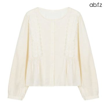 ab.f.z 자수 포인트 라운드넥 코튼 블라우스 (AFZ1MB52A)