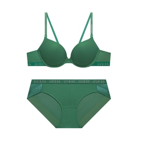 게스언더웨어 쿨메쉬 로고밴딩 캐주얼 와이어브라+ 팬티 세트 GBWBR512GR/GBWBP512GR