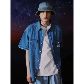 원더플레이스 DENIM SHORT SLEEVE POCKET SHIRT [2 COLOR]