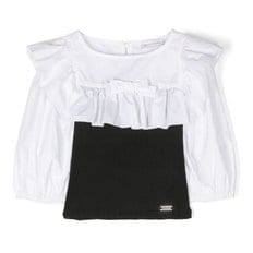 [해외배송] 모나리자 긴팔 블라우스 17C3003116 9950 BIANCO NERO