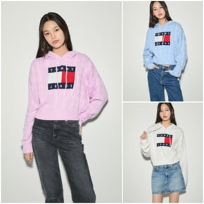 여성 빅 플래그 케이블 스웨터 후디 T32E7KTO43TWT1 TOMMY JEANS