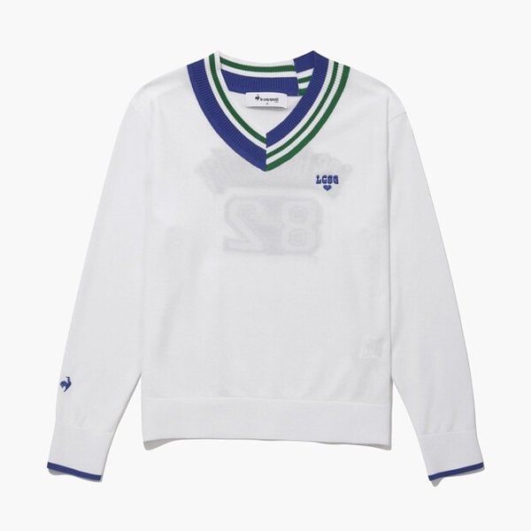 [여주점] 여성 V넥 배색 포인트 스웨터 GQ222LKP41  WHTE