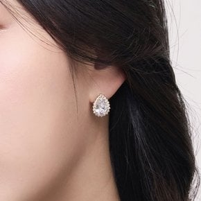18K 원터치 귀걸이 물방울 테니스 큐빅