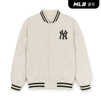 MLB [코리아공식] 바시티 다이아 퀼팅 립 경량 숏패딩 NY (D.Cream)