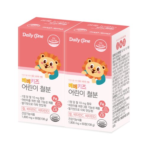 데일리원 베베키즈 어린이 철분 1,800mg X 60정 2통