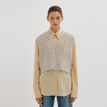 EENK TOBI V-neck Short Vest - Beige Multi