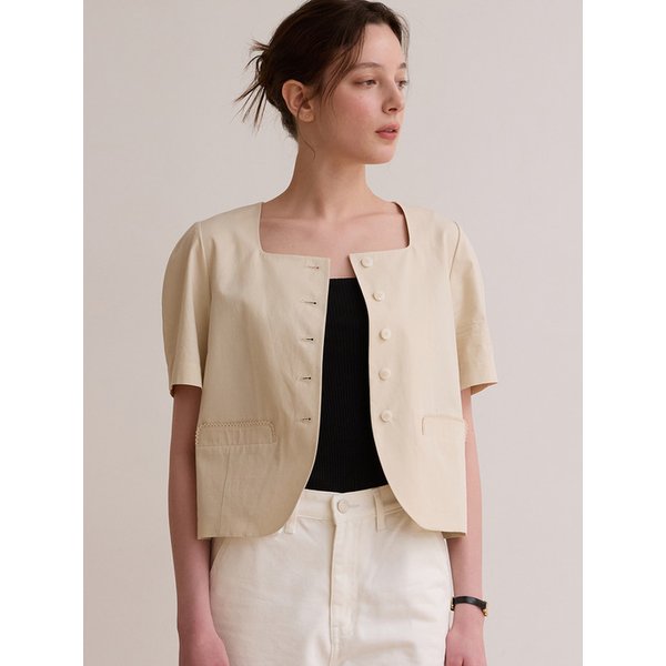 Volume half sleeve jacket - Beige